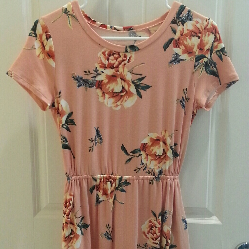 Orange and cream floral dress